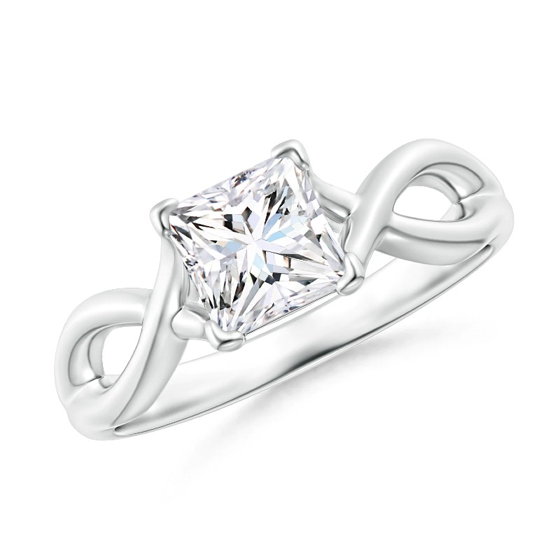 Square Solitaire Moissanite Crossover Ring