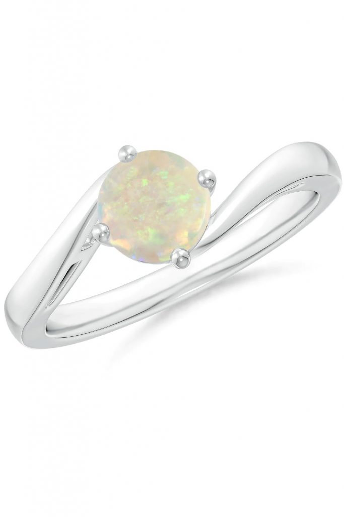 Classic Round Opal Solitaire Bypass Ring