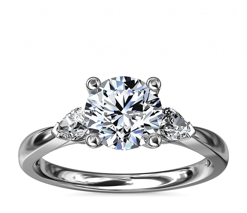Best Pear Sidestone Diamond Engagement Ring